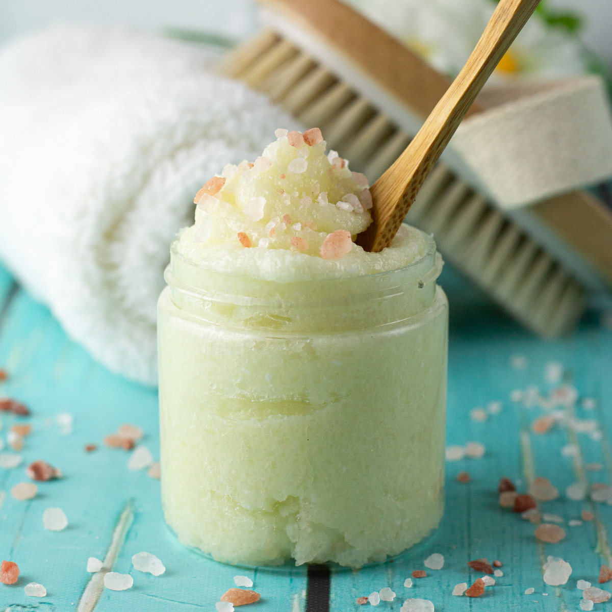 scrub in jar with spoon.
