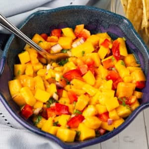 mango salsa in bowl.